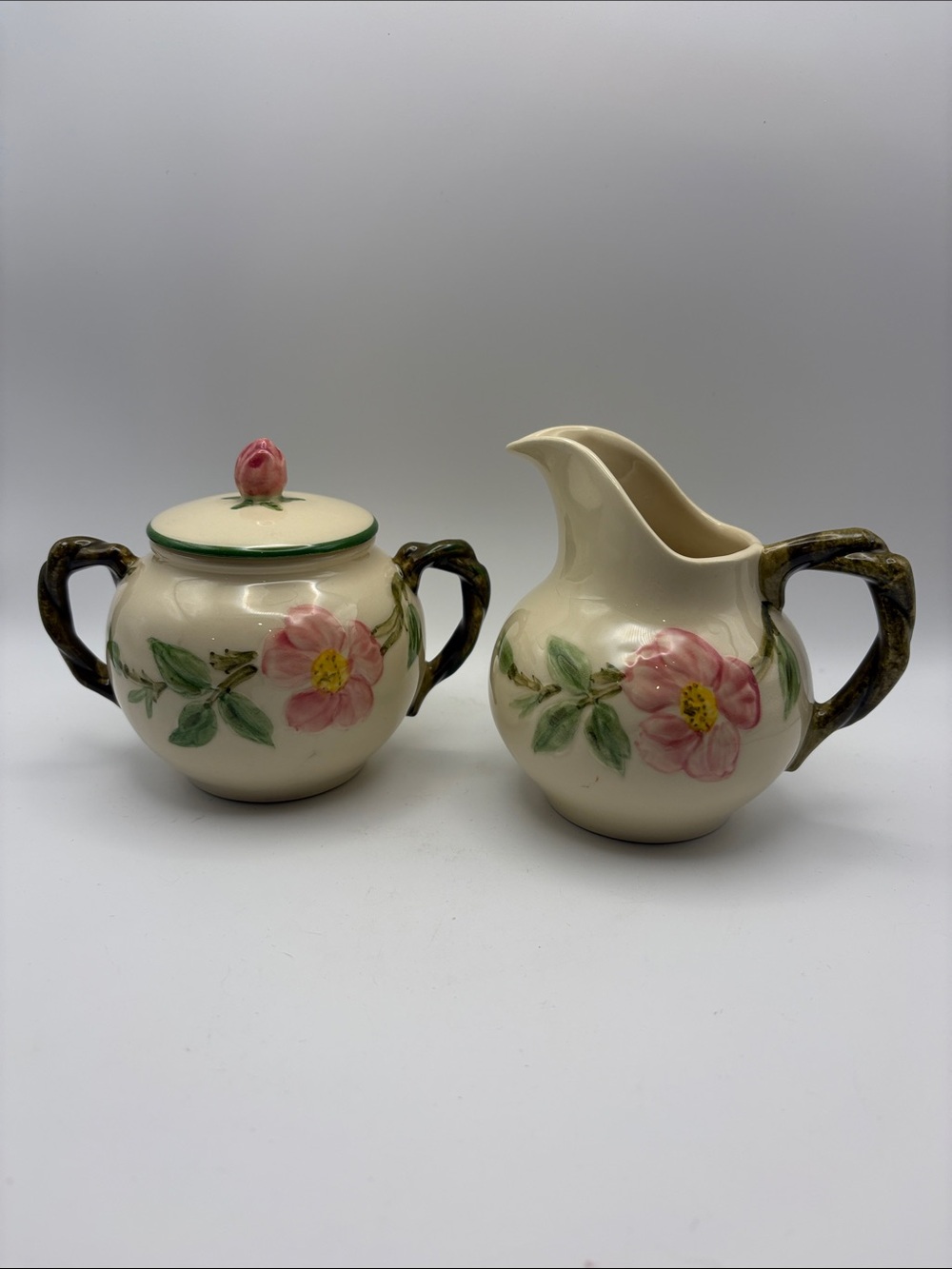 Vintage Franciscan Desert Rose Cream Pitcher and Covered Sugar Bowl